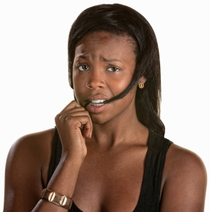 upset black woman, white background