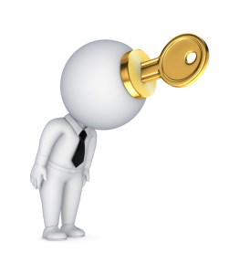 character with key in head